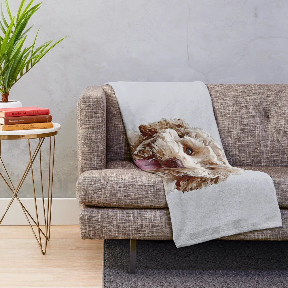 Soft and Cuddly Apricot Doodle Dog Plush Blanket
