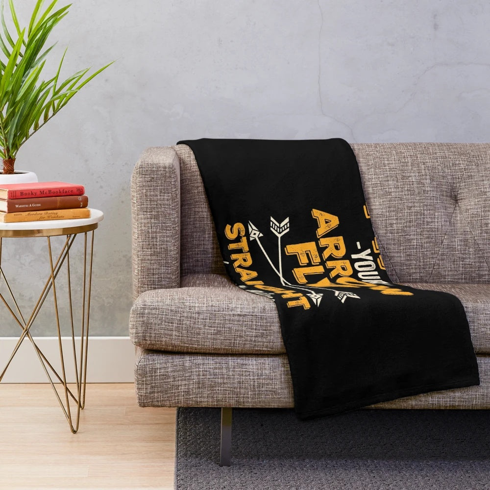 Plush blanket with archery and bow and arrow design, perfect gift for archers and sports fans