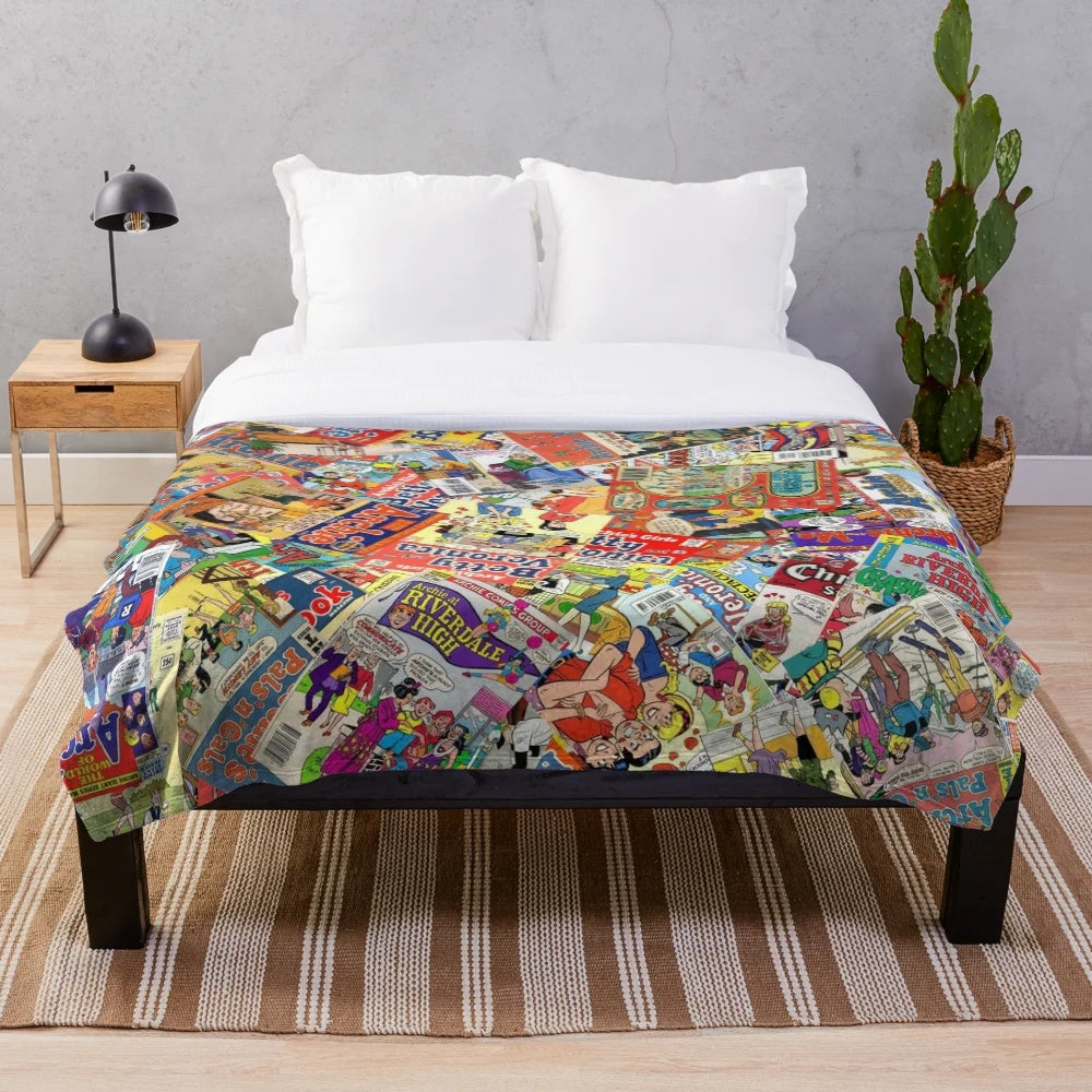 Archie Comics character collage printed on a soft, plush blanket