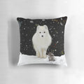 Soft, plush arctic fox pillow with snowy white and gray fur