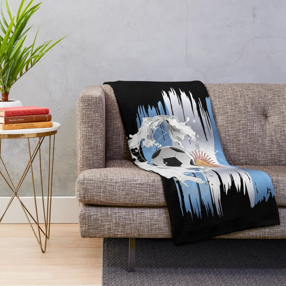 Soft and snuggly plush blanket featuring the flag of Argentina for Argentina football/soccer enthusiasts
