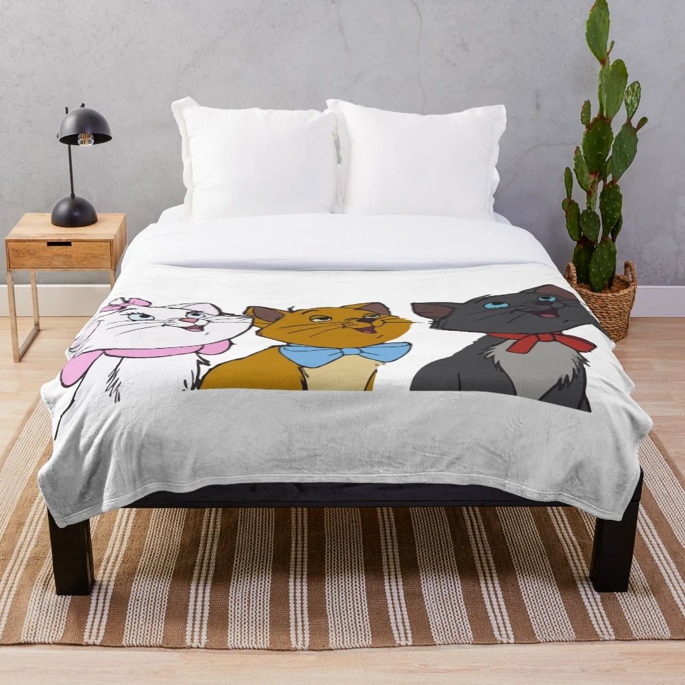 Aristocats Plush Blanket featuring Marie, Berlioz, and Toulouse