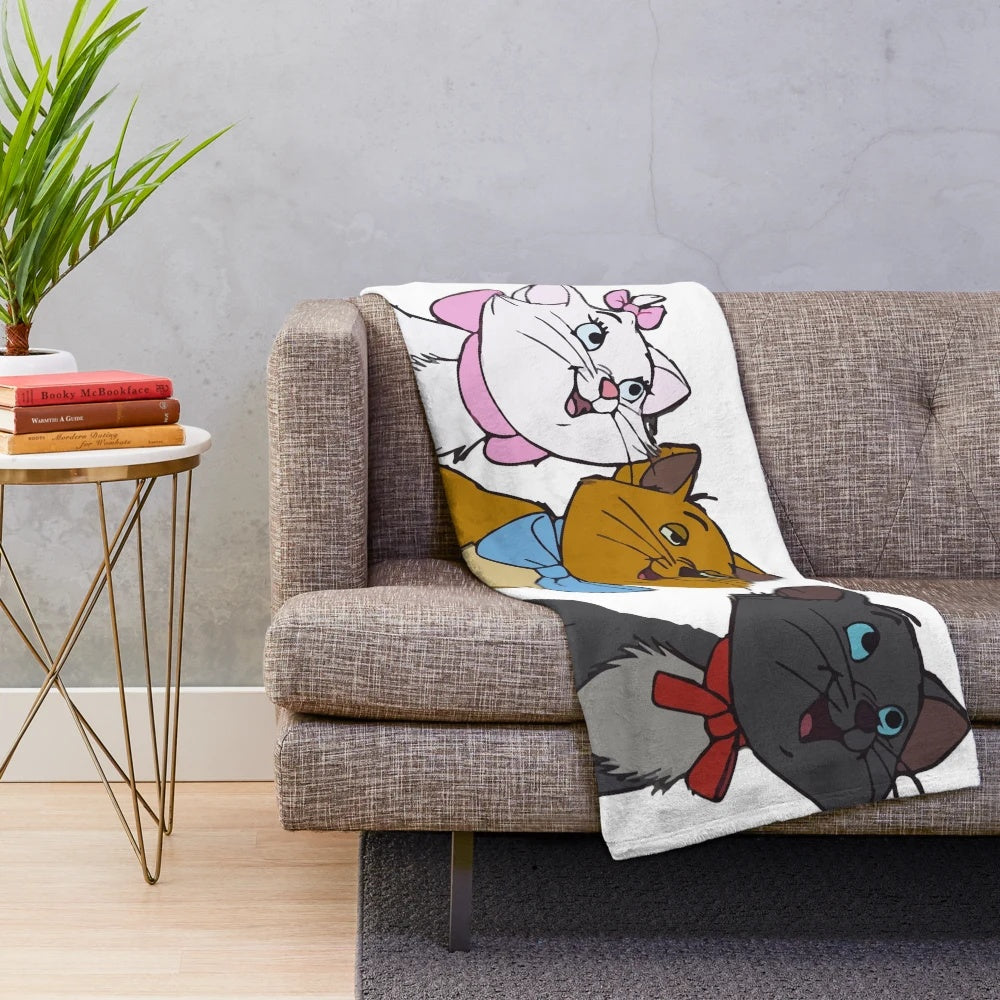 Aristocats Plush Blanket featuring Marie, Berlioz, and Toulouse