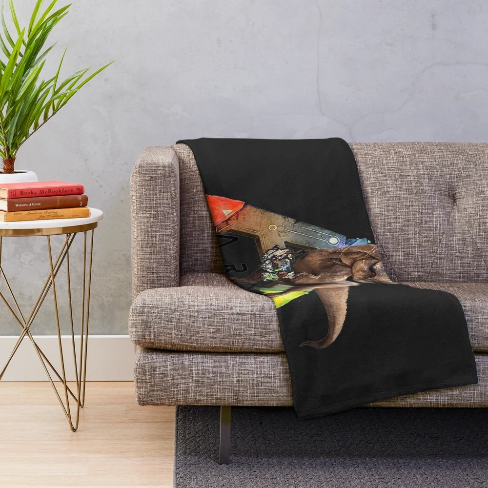 Ark Survival Evolved inspired plush blanket with dinosaur design