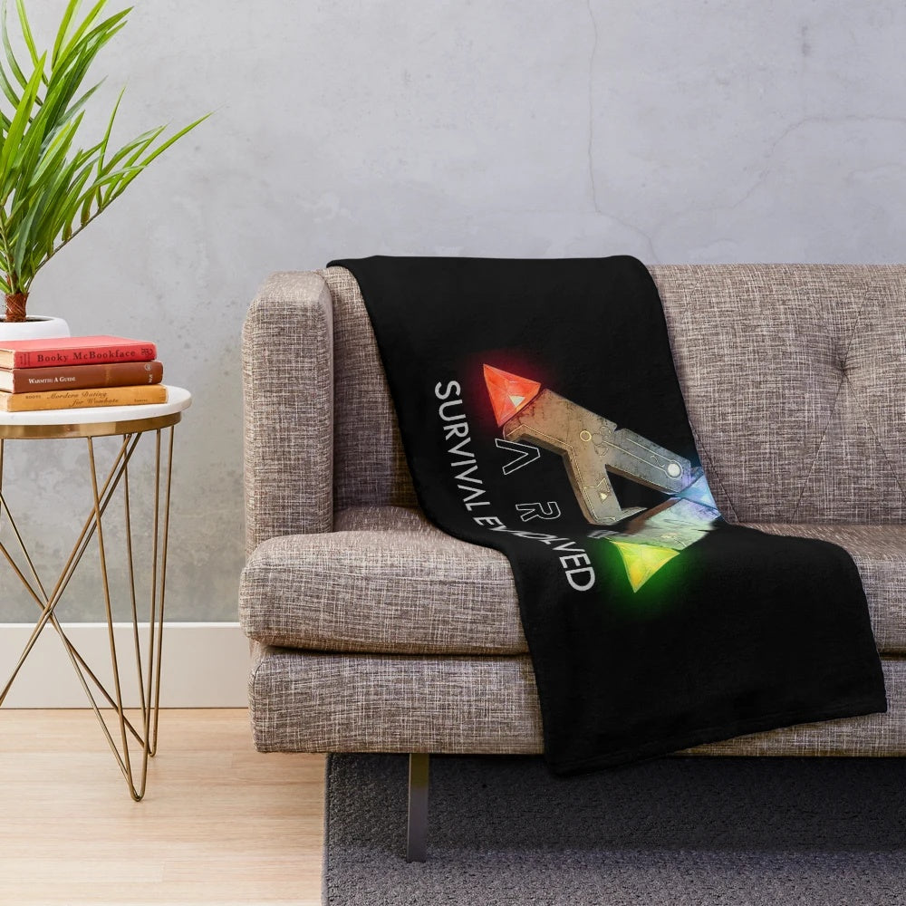 Ark Survival Evolved inspired plush blanket with dinosaur graphics