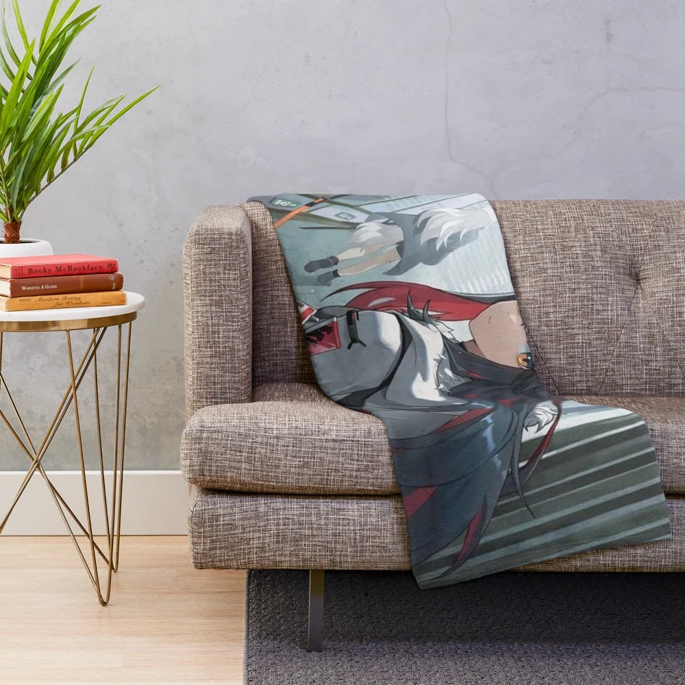 Arknights-inspired plush blanket with anime-style artwork