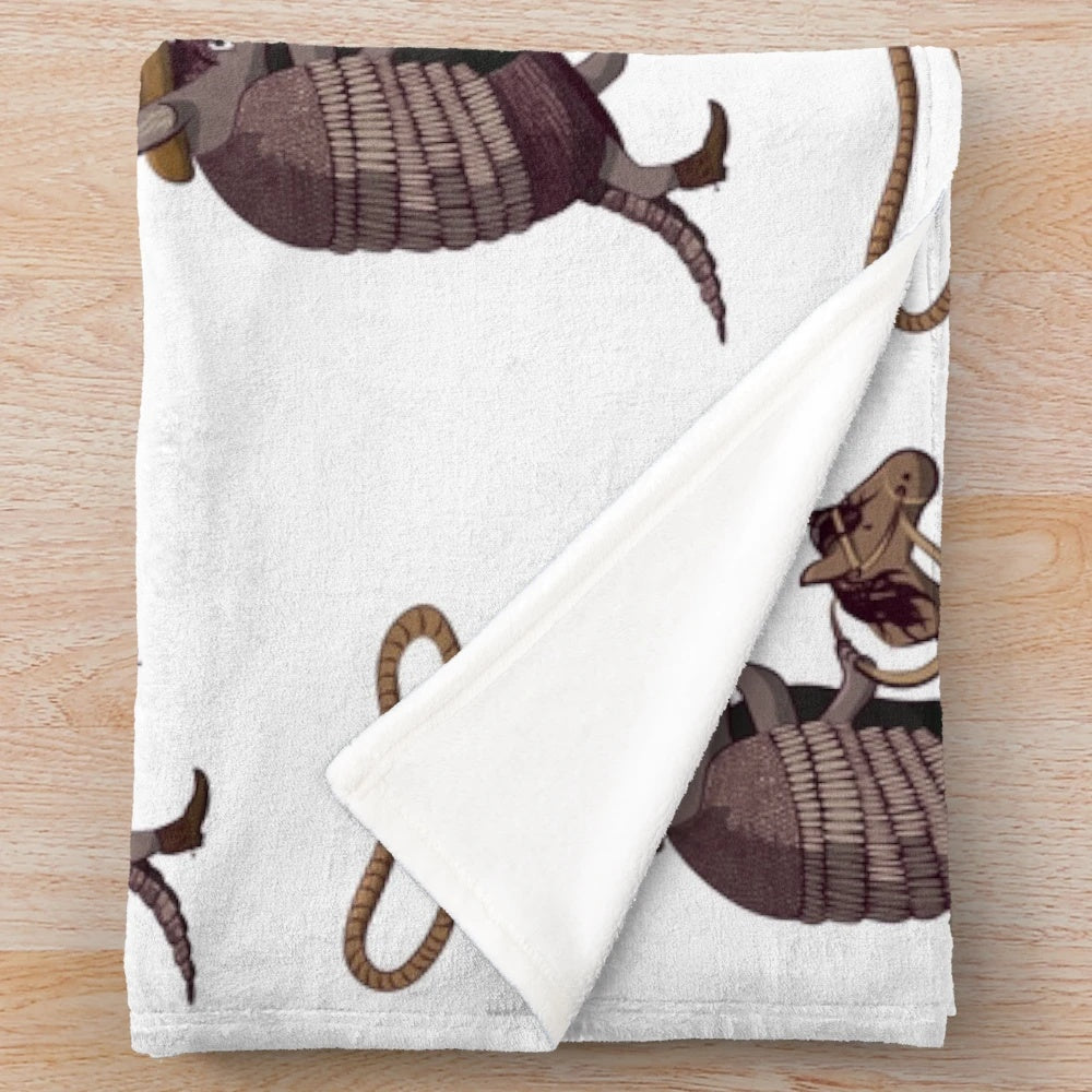 Armadillo cowboy plush blanket with lasso design