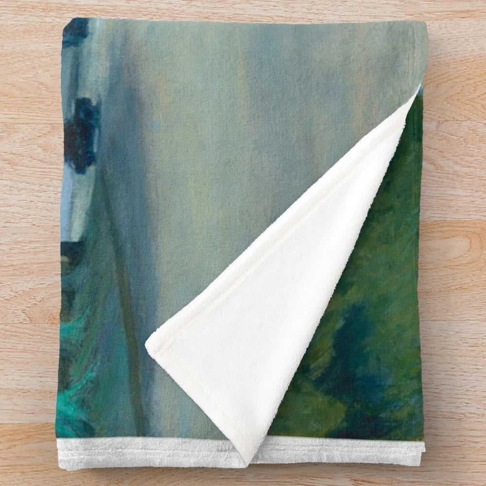 Plush blanket featuring Edward Hopper's famous "Gas Station" painting