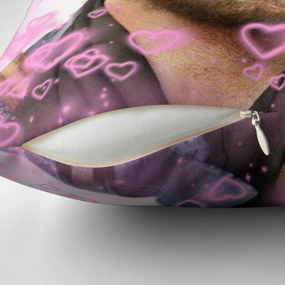Soft, plush pillow featuring a heart design inspired by the character Arthur Morgan from the Red Dead Redemption video game series.
