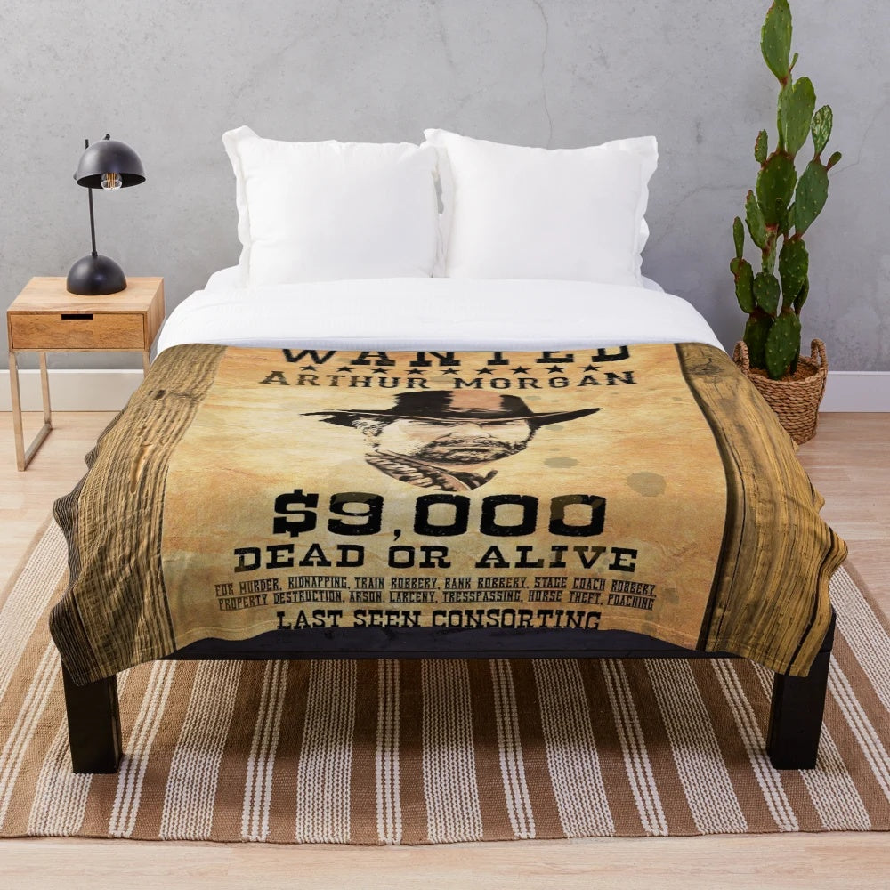 Arthur Morgan Wanted Dead or Alive Inspired Plush Blanket