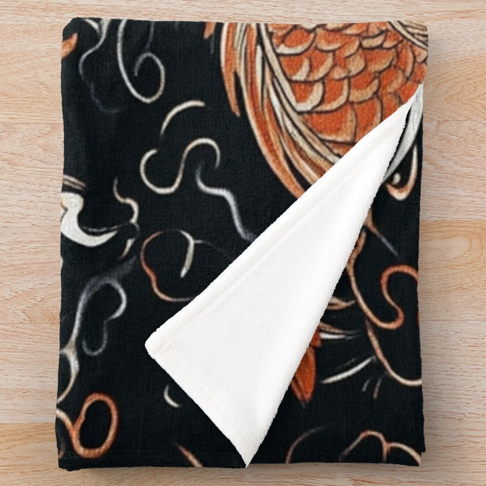 Dragon-themed plush blanket with oriental cultural design