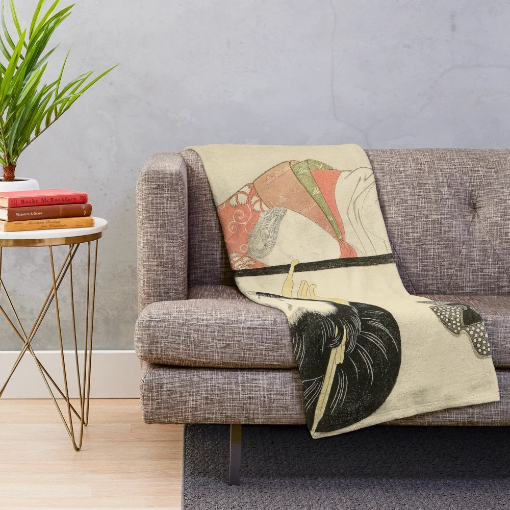Soft and stylish plush blanket featuring an ukiyo-e inspired Japanese art design