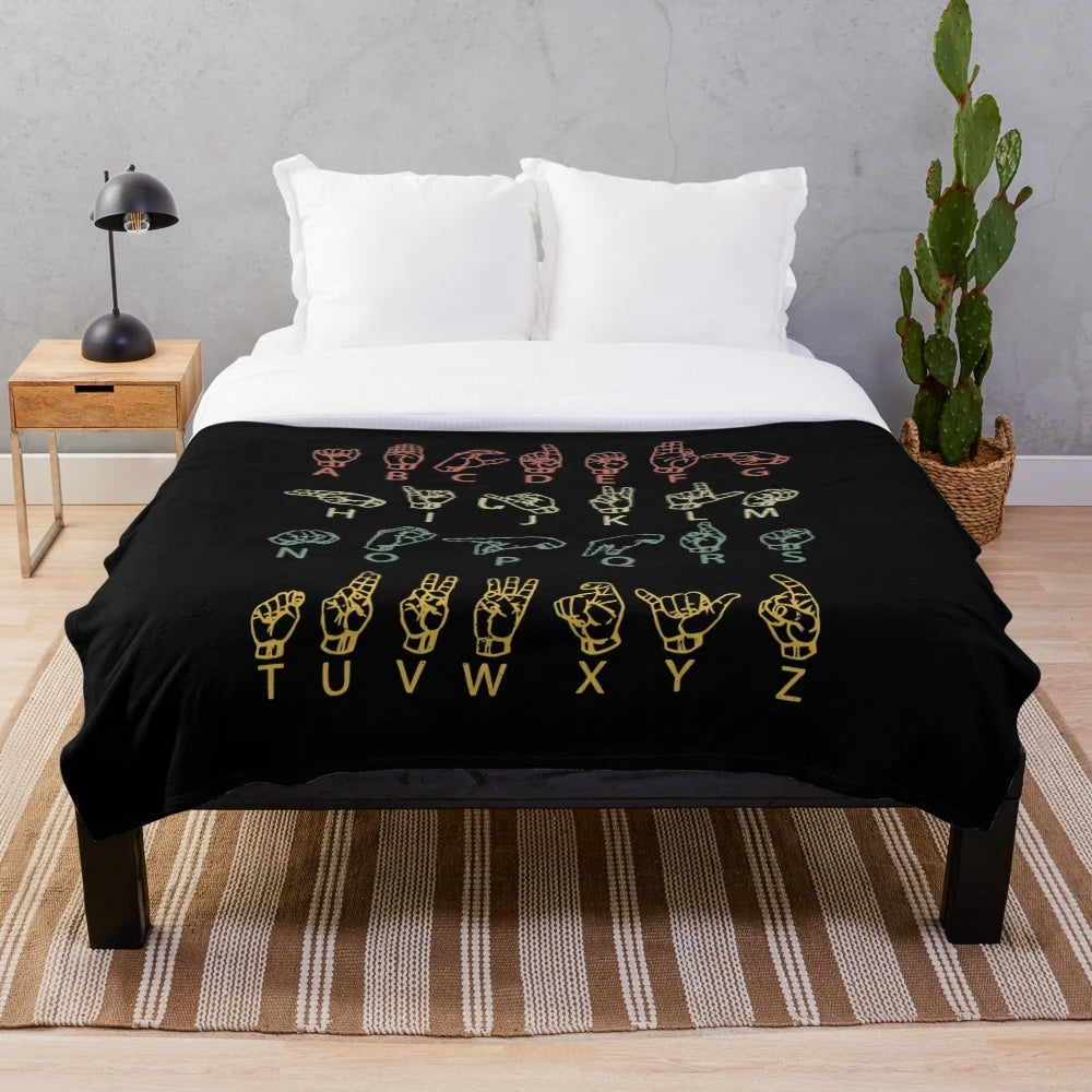 Cozy ASL American Sign Language Plush Blanket