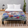 Soft and warm plush blanket with ASL "I Love You" sign and floral designs