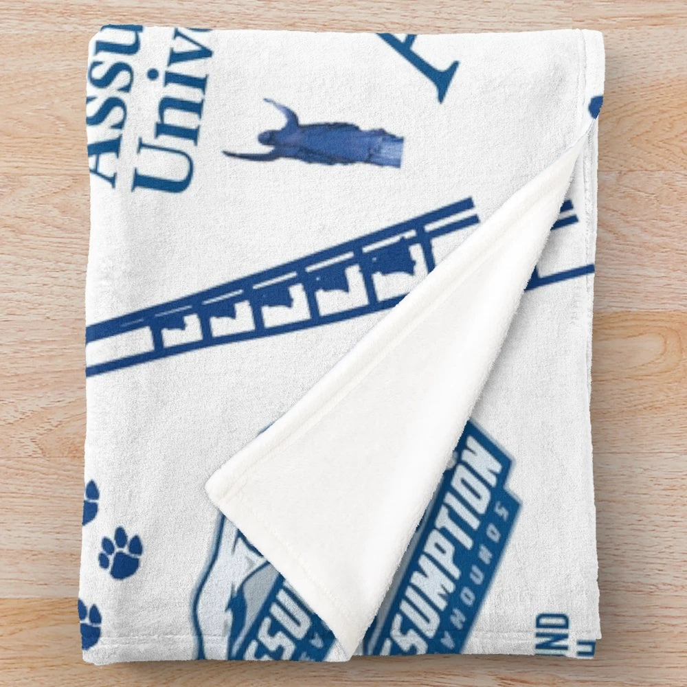 Soft and comfortable Assumption University pattern plush blanket