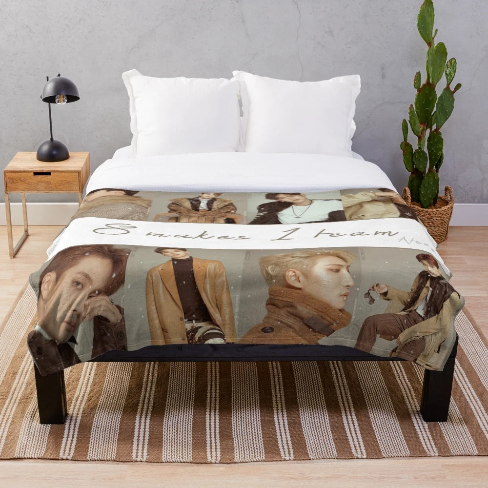 ATEEZ-inspired plush blanket featuring the 8 members of the K-pop group