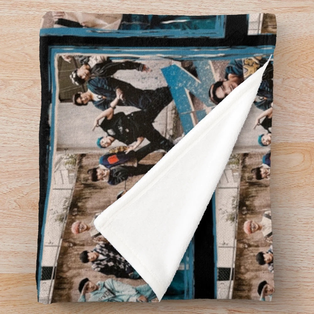 ATEEZ-inspired plush blanket featuring the members of the popular Korean boy band