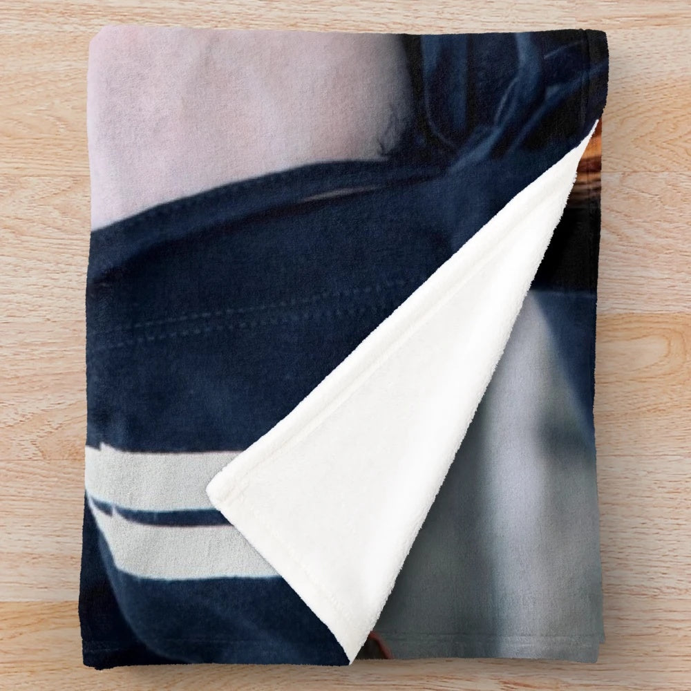 ATEEZ-inspired plush blanket featuring members Mingi and Halazia