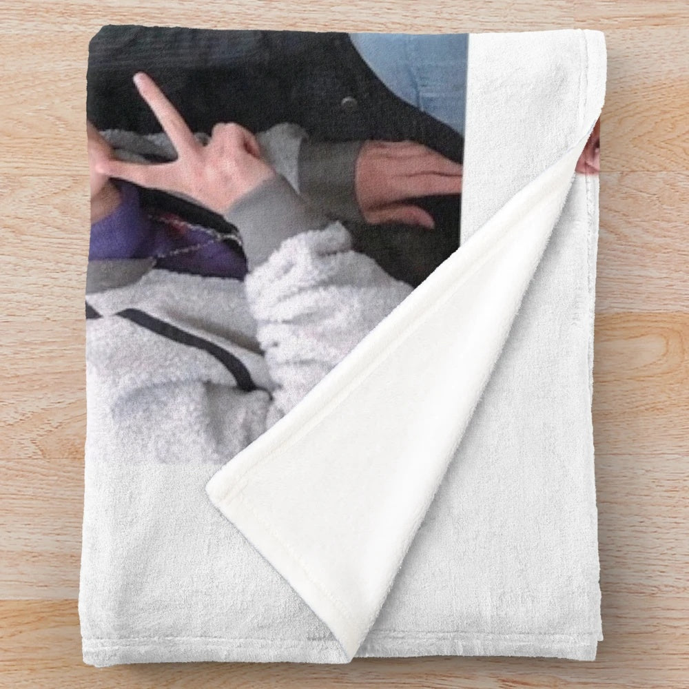 ATEEZ-themed plush blanket with the 8 members' hearts