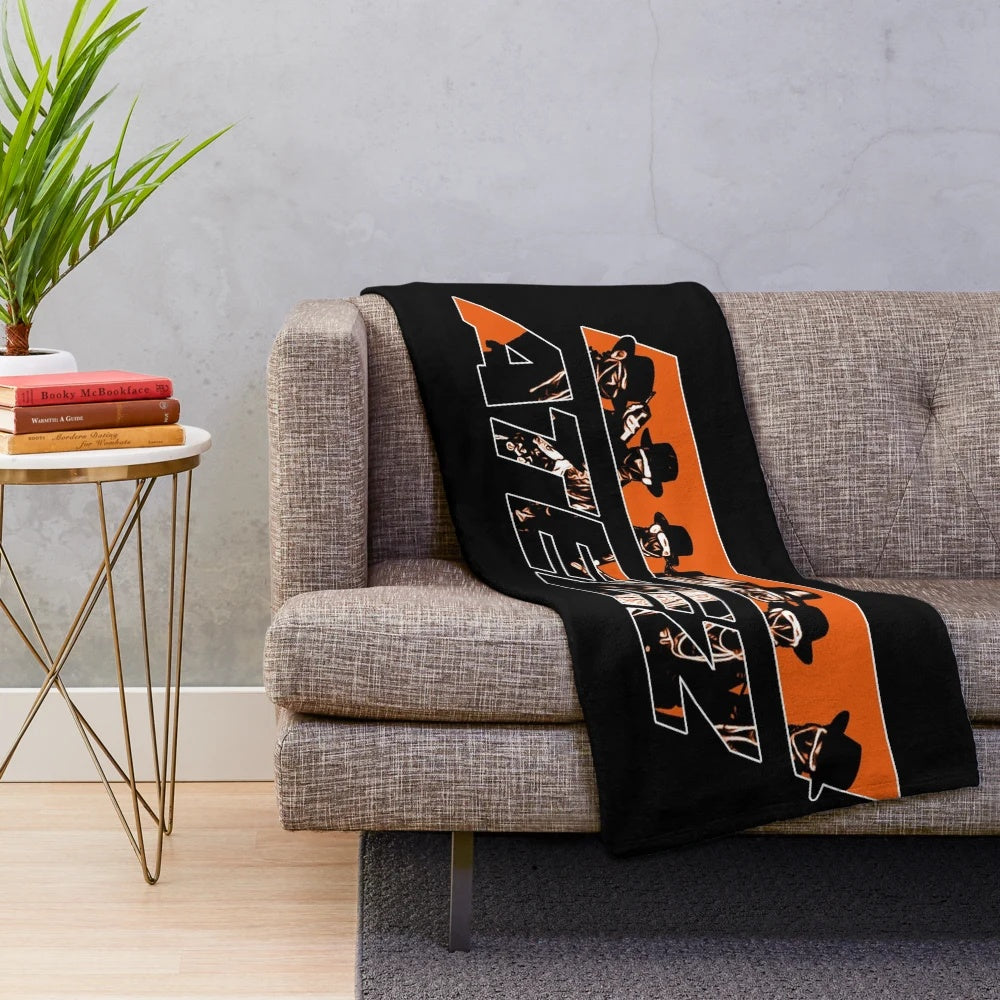 ATEEZ inspired plush blanket with orange logo design