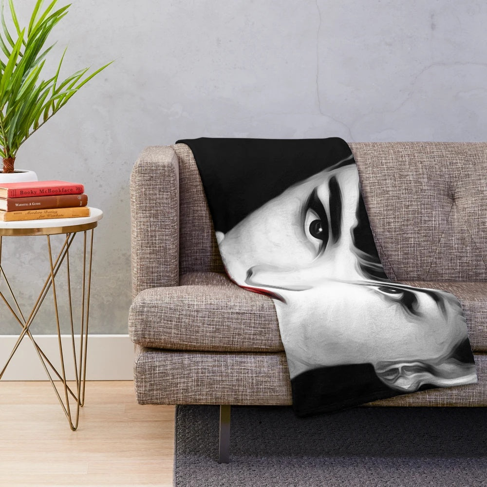 Audrey Hepburn inspired plush blanket featuring her iconic lips