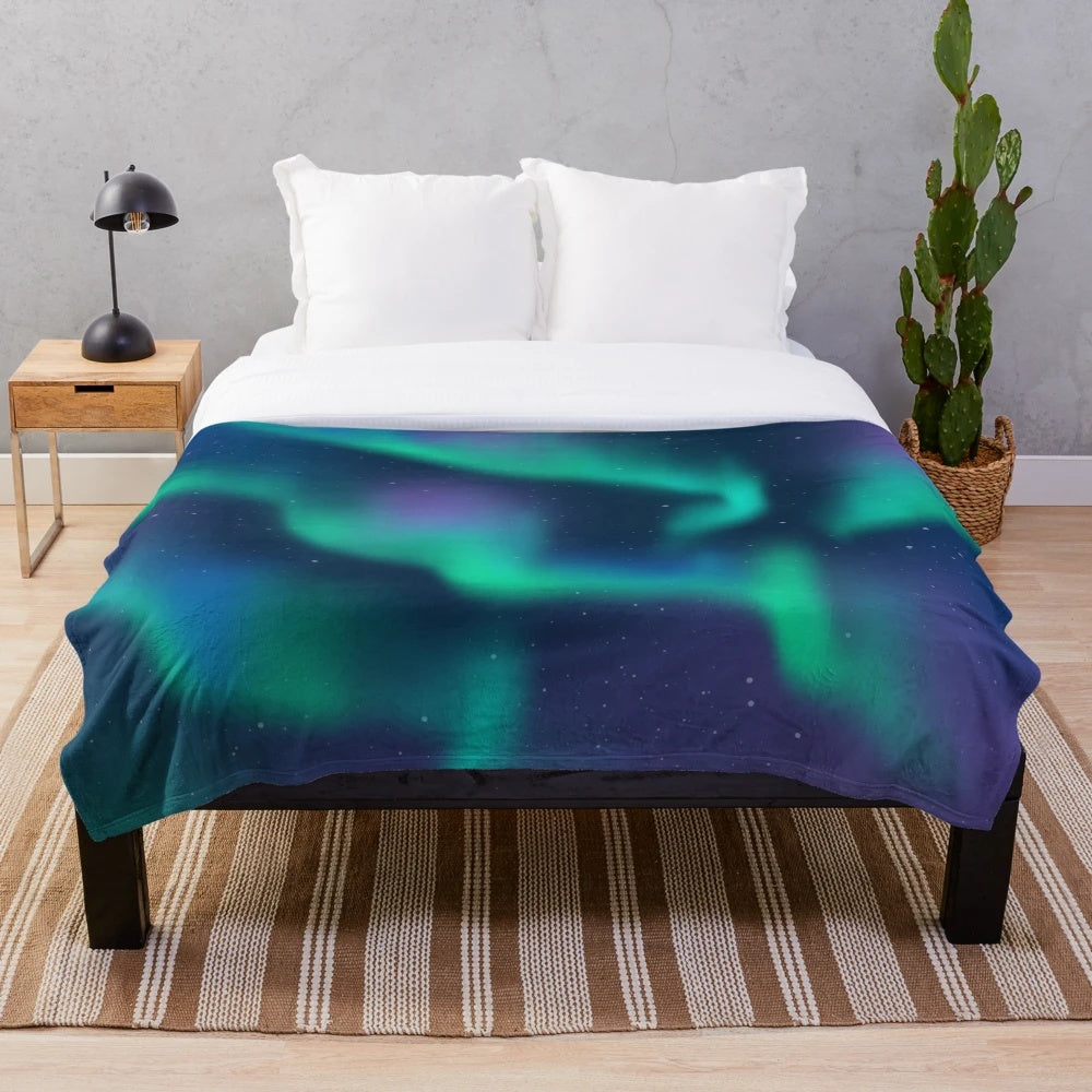 Aurora Borealis Northern Lights Plush Blanket