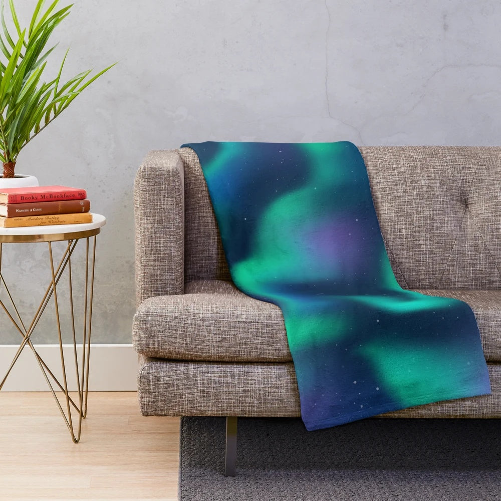 Aurora Borealis Northern Lights Plush Blanket