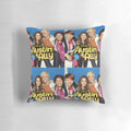 A plush, high-quality pillow featuring characters from the Disney Channel series Austin & Ally.