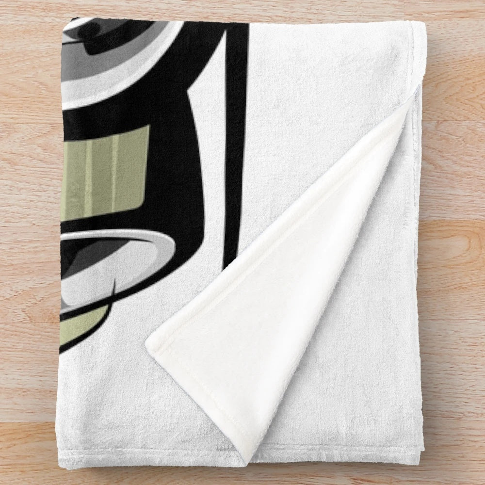 Soft white plush blanket with an illustration of the classic Austin Healey Sprite sports car