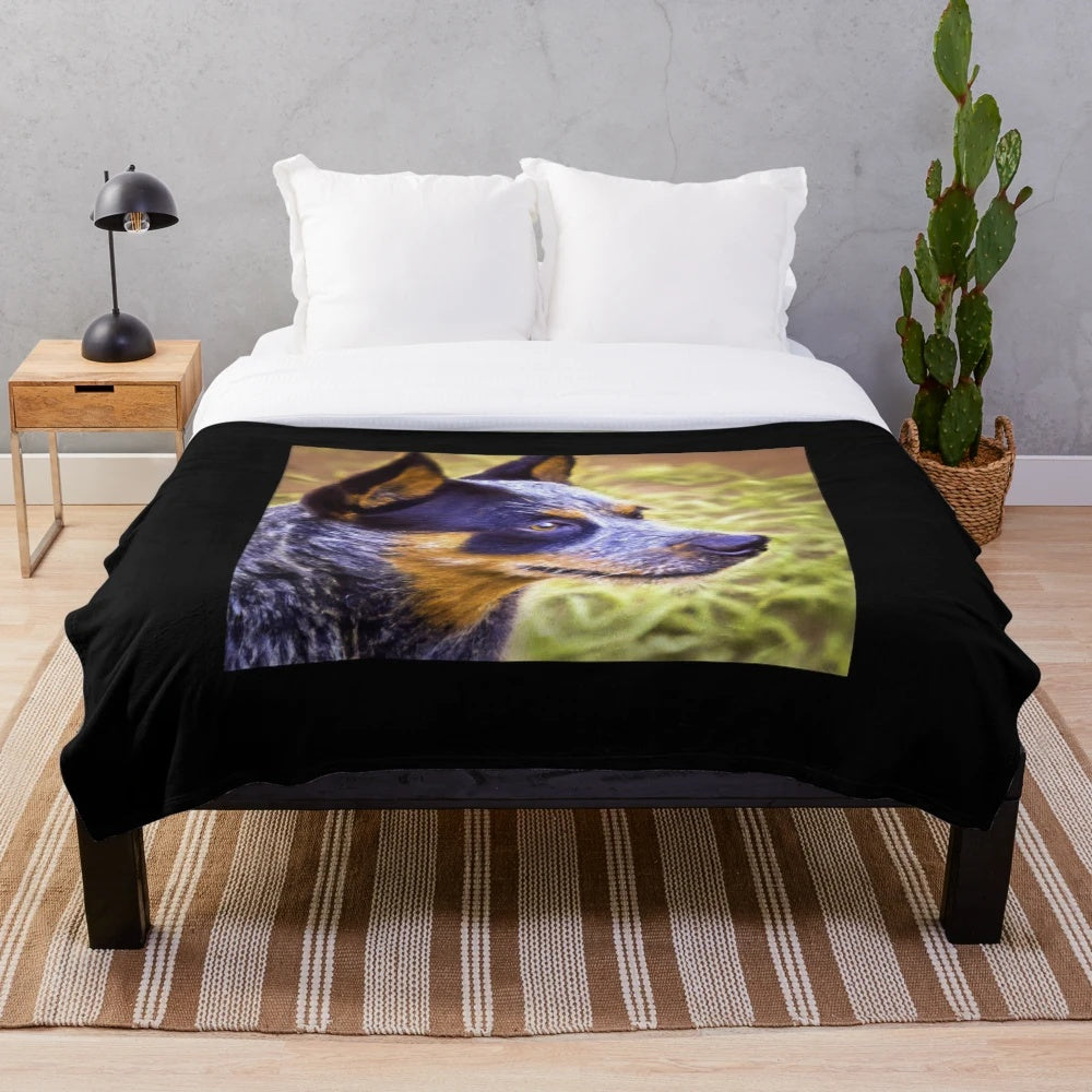 Australian Cattle Dog portrait printed on a soft, plush blanket