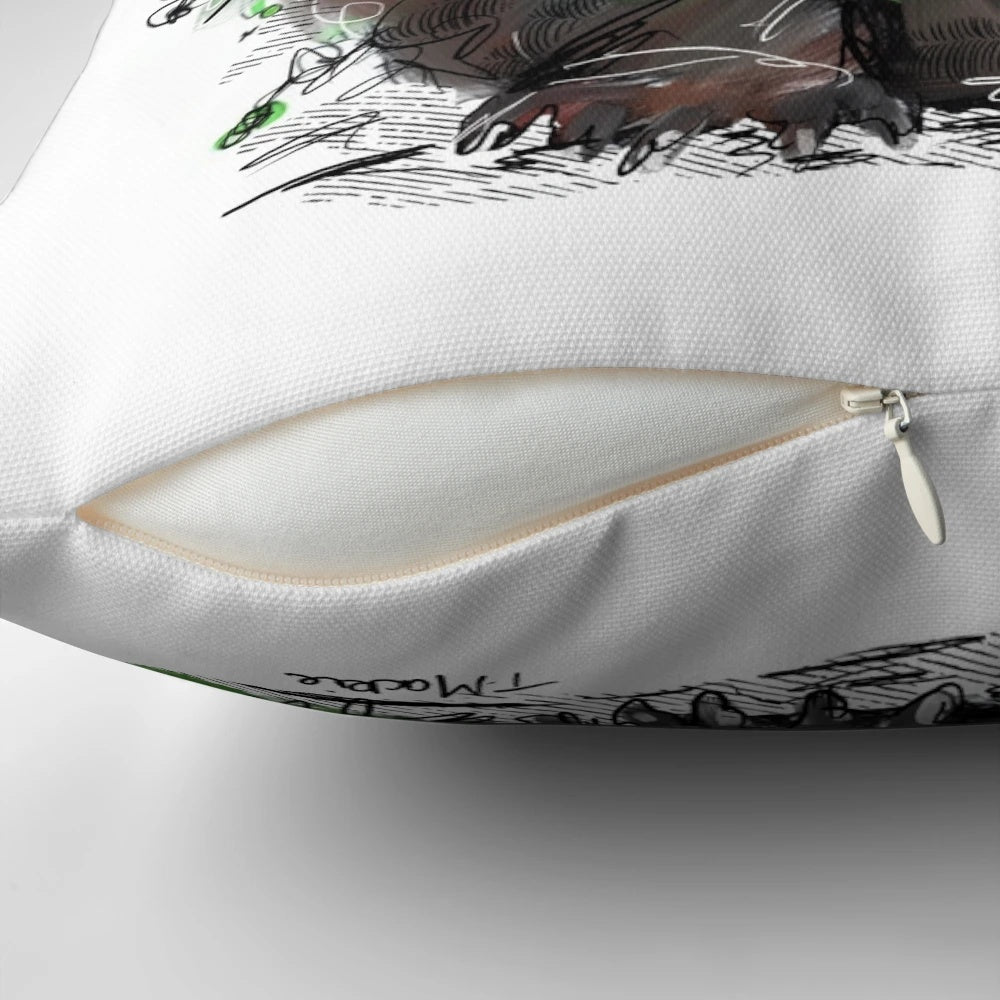 Soft, plush Christmas wombat pillow featuring original artwork by Australian artist Tracey Mackie