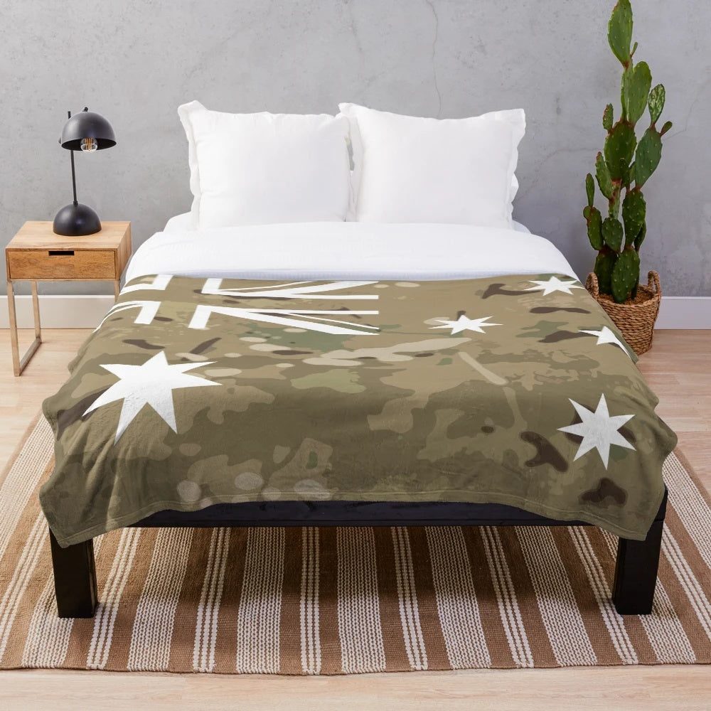 Australian-inspired camouflage plush blanket