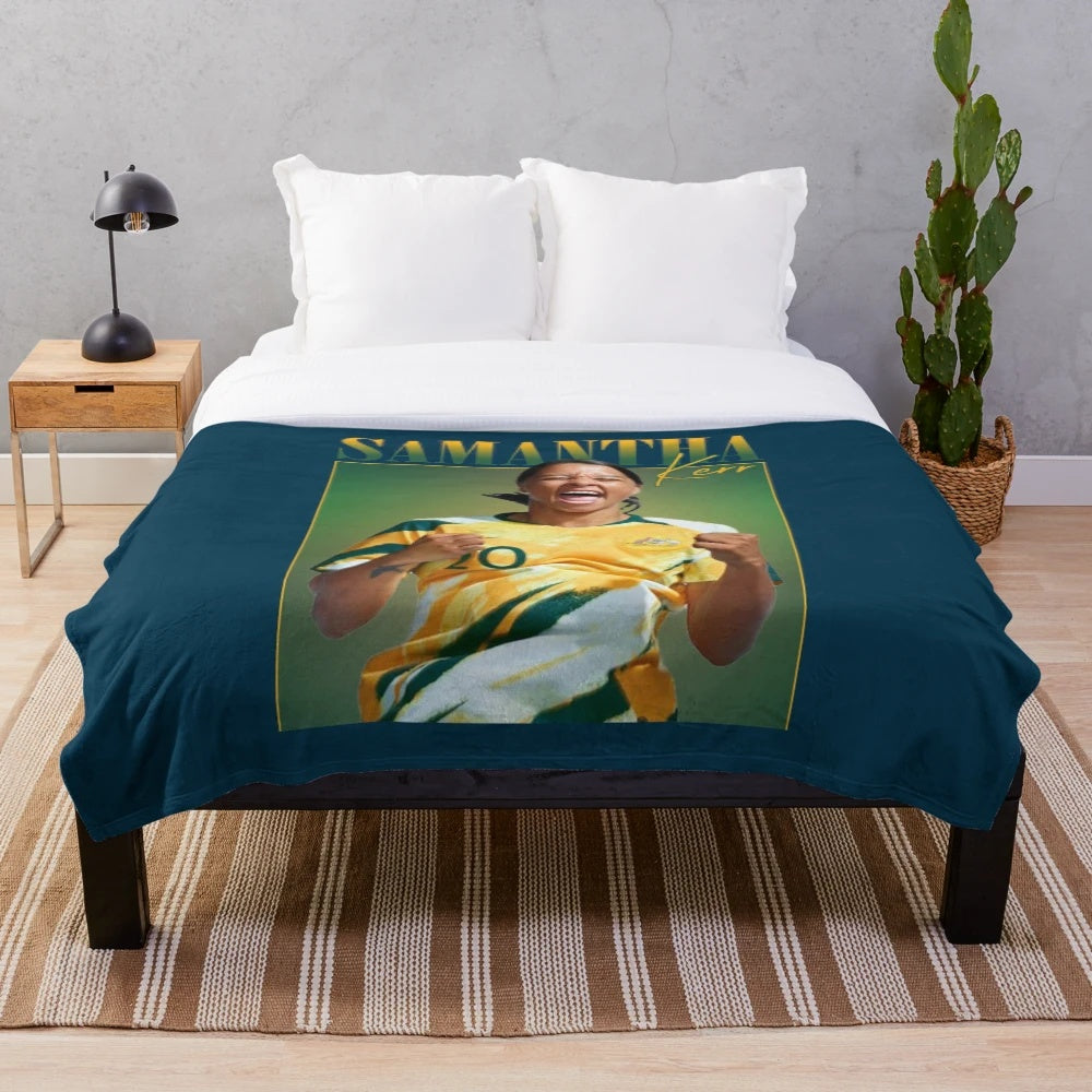 Australian plush blanket featuring soccer star Sam Kerr