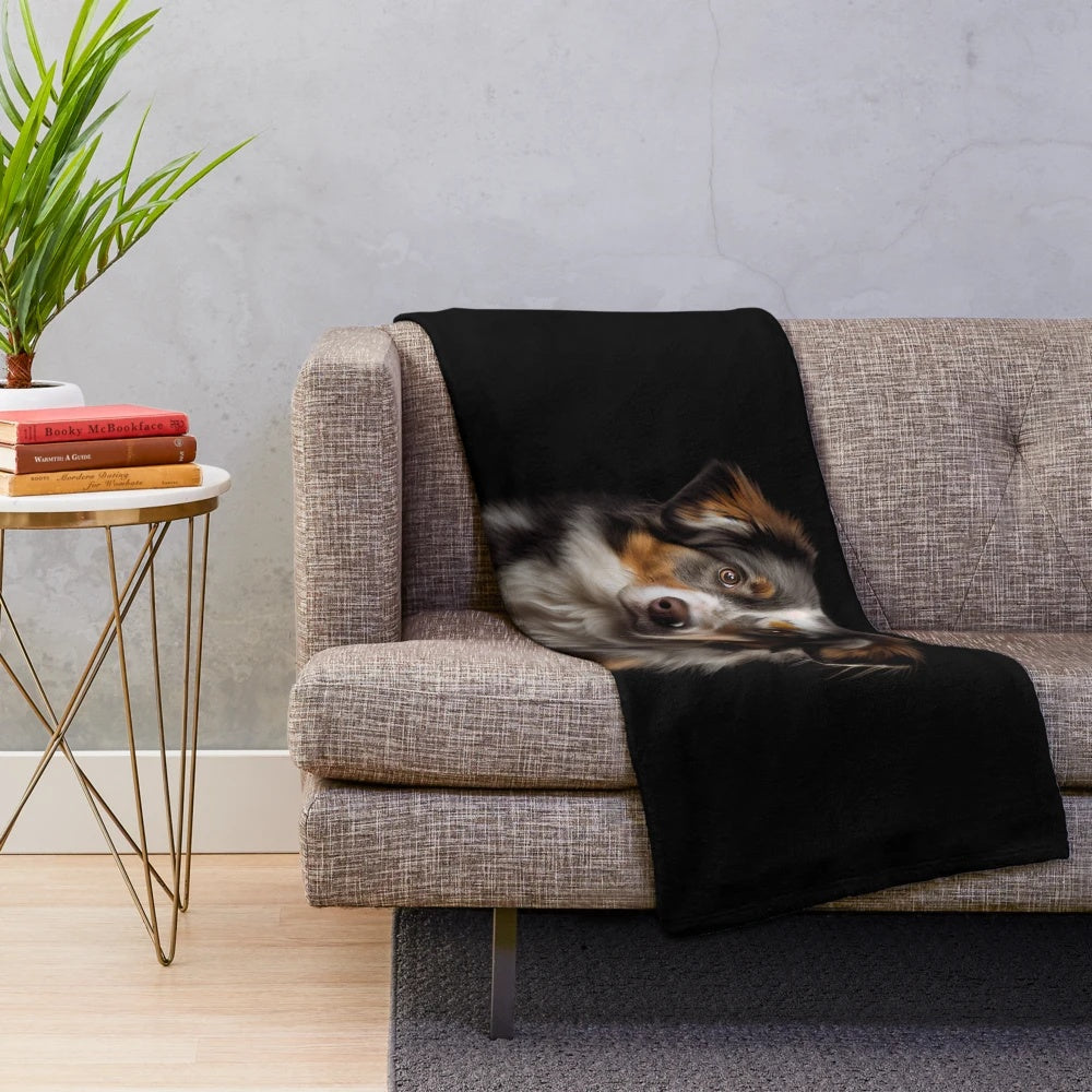 Soft and cuddly Australian Shepherd plush blanket for dog enthusiasts