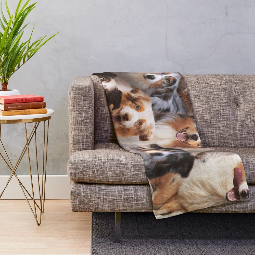A cozy plush blanket featuring the beautiful and intelligent Australian Shepherd dog breed