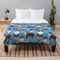 Australian Shepherd dog breed pattern on a plush blanket