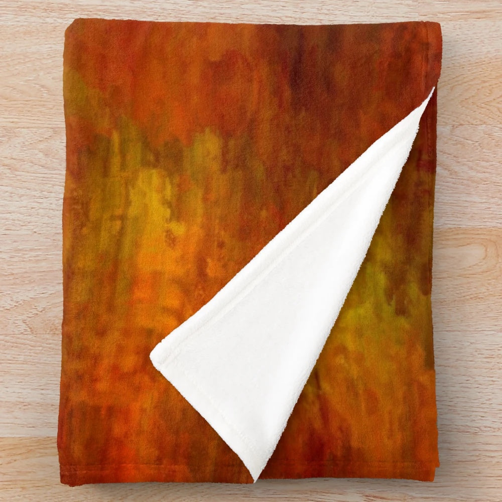 Autumn abstract texture plush blanket with warm colors and soft, cozy design