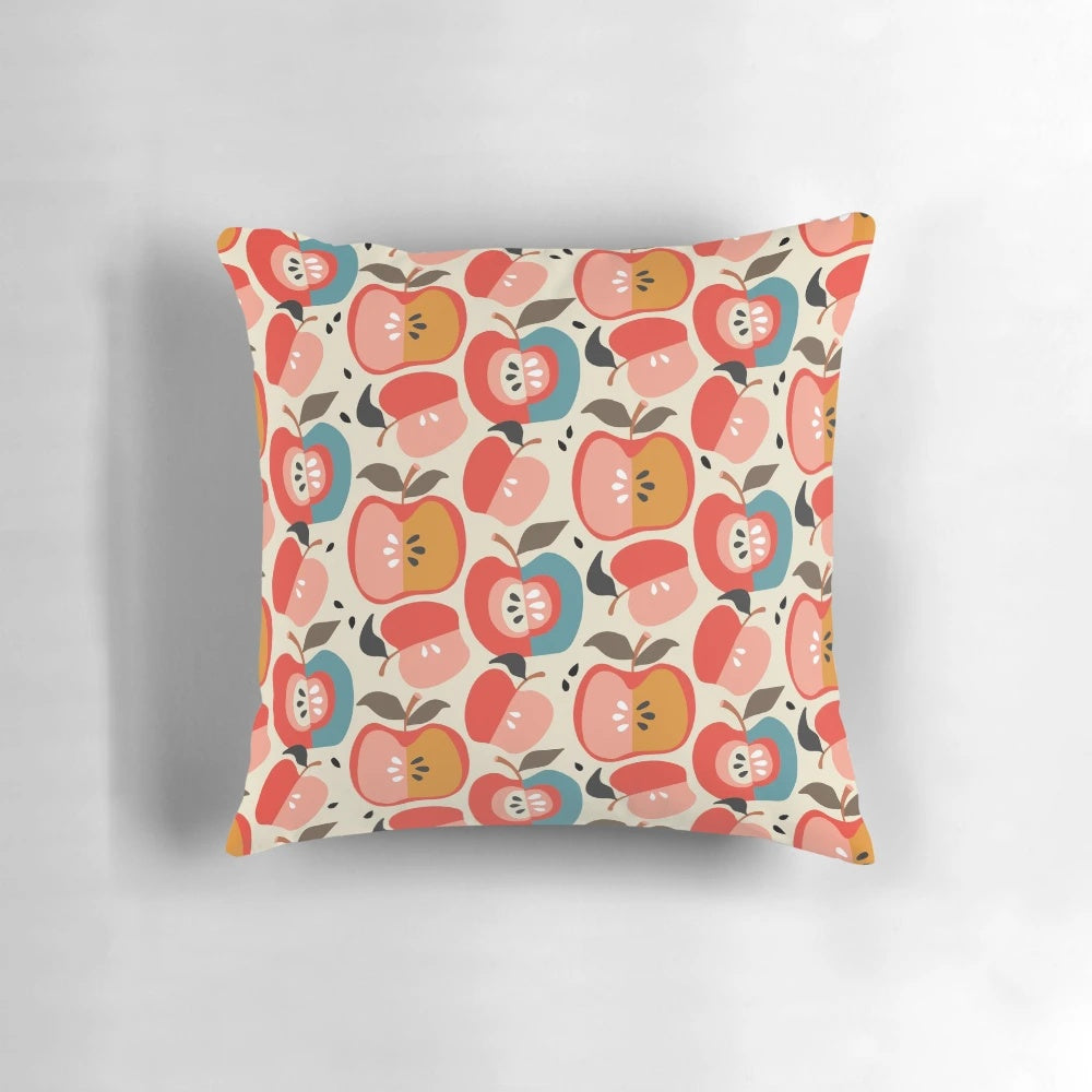 Cozy autumn apple pillow with a vintage-inspired design, perfect for home decor.