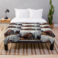 Cozy plush blanket featuring an old weathered barn and silo in an autumn landscape