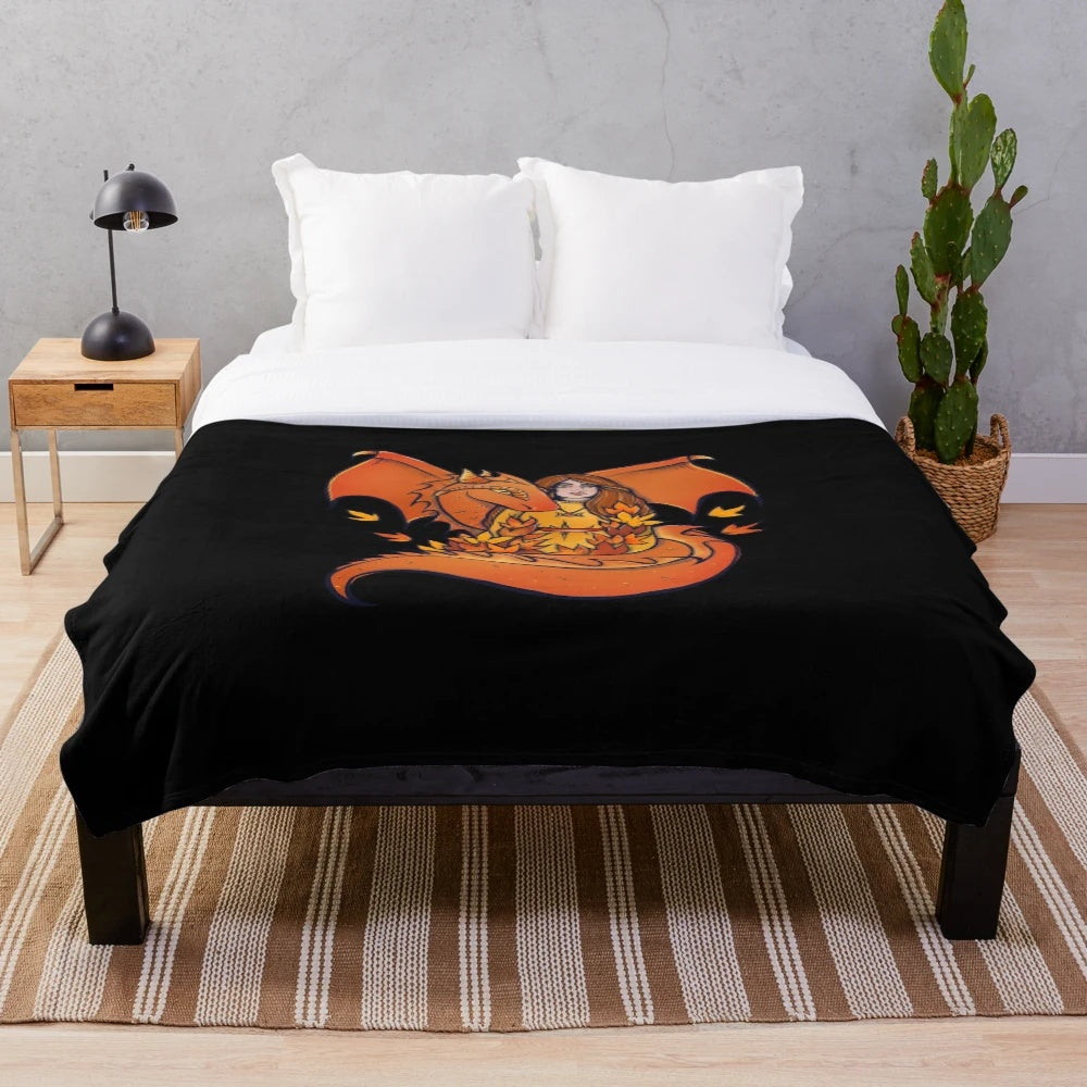Cozy autumn dragon goddess plush blanket