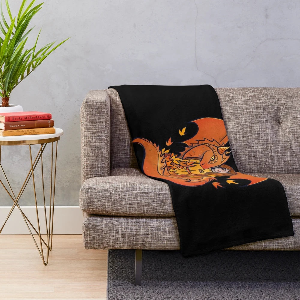 Cozy autumn dragon goddess plush blanket