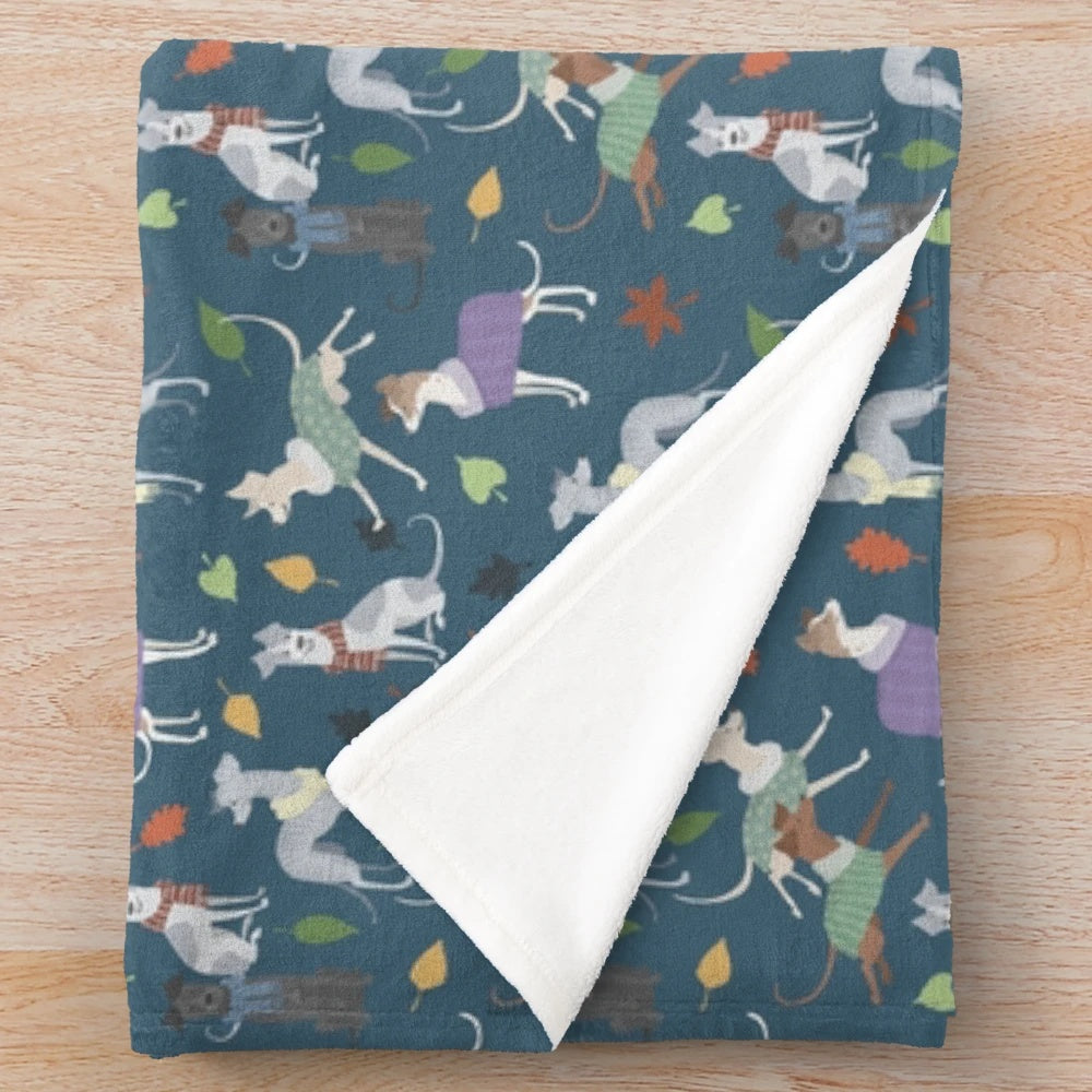 Autumn Falls plush blanket for dogs and pet breeds like greyhound, whippet, and iggy