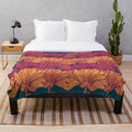 Autumnal flower pattern plush blanket with botanical and rustic design
