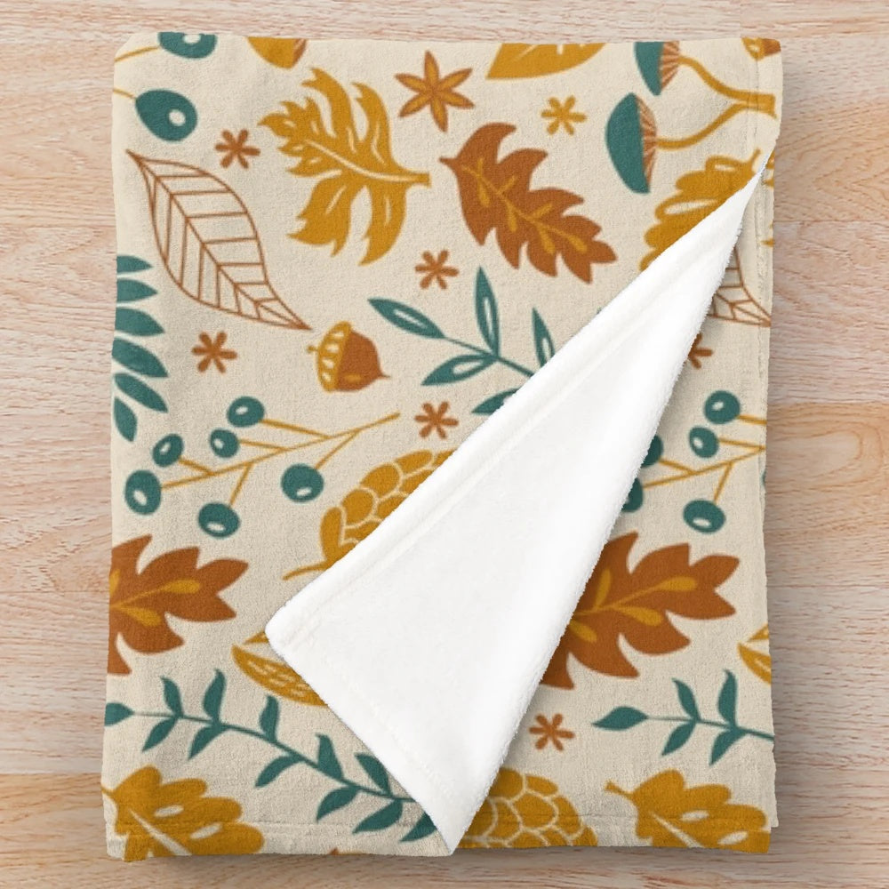 Soft and plush autumn foliage patterned blanket