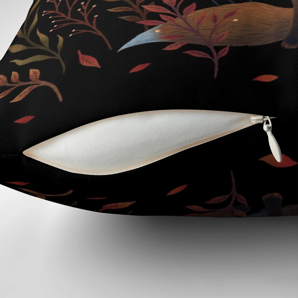 Soft autumn-themed fox decorative pillow for the night garden