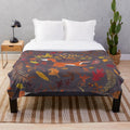 Soft and plush autumn-themed blanket with a fox animal print design