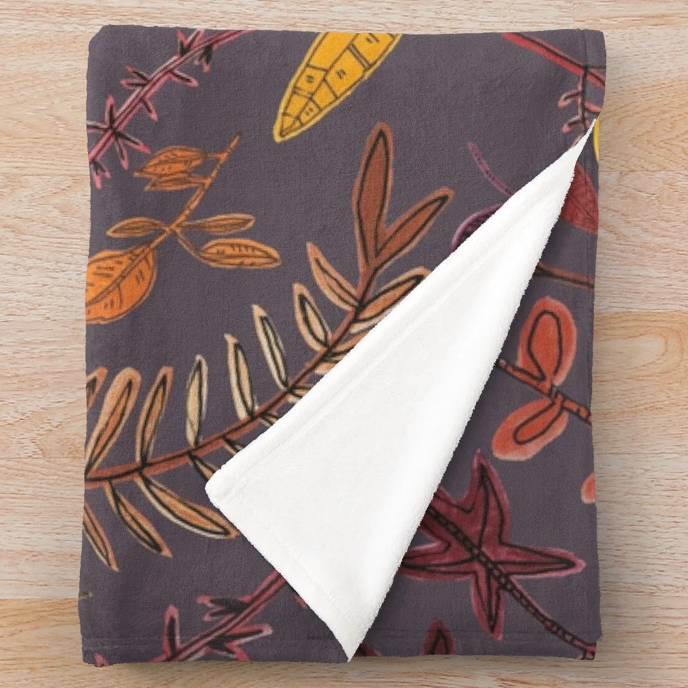 Soft and plush autumn-themed blanket with a fox animal print design