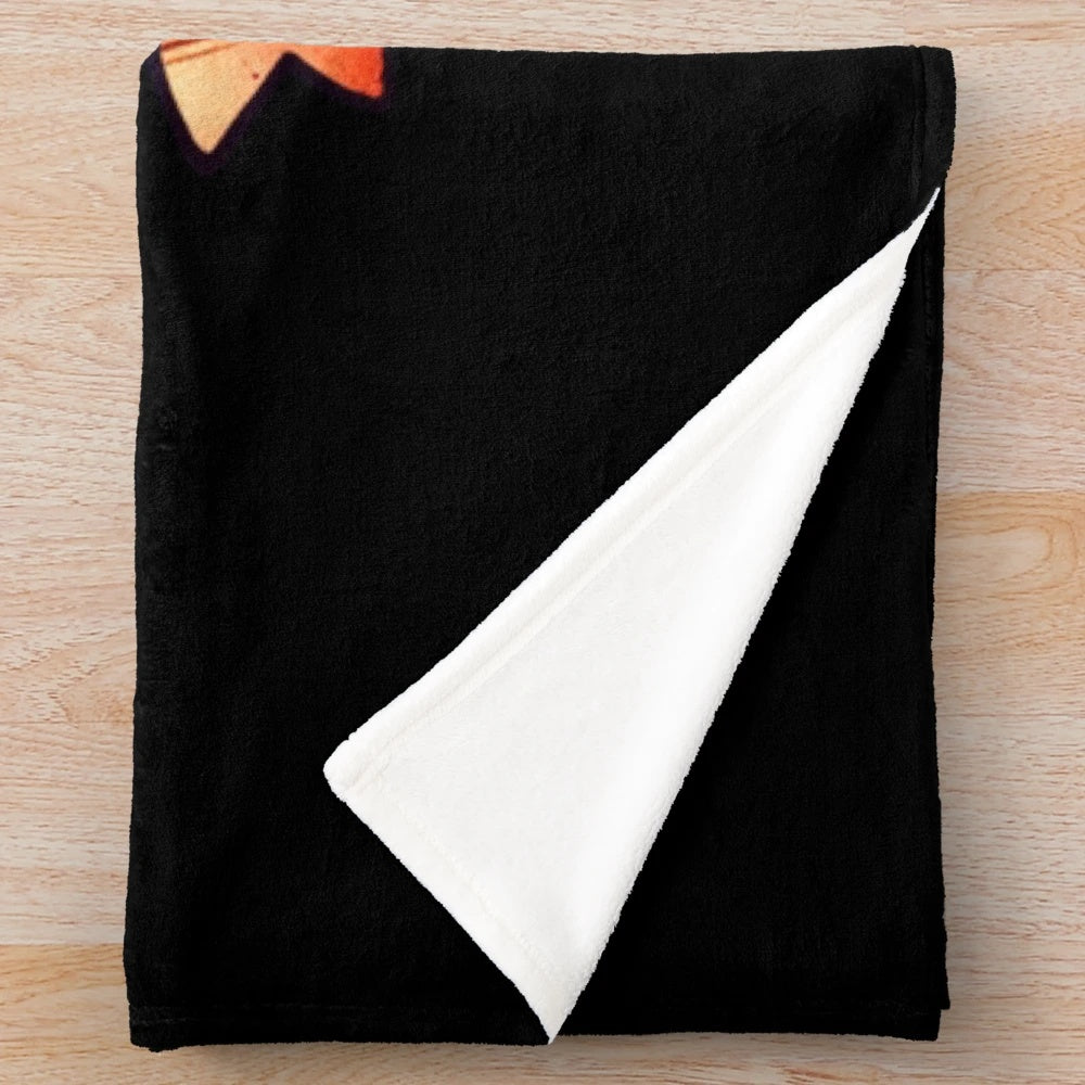 Plush blanket featuring a watercolor pumpkin design in autumn hues