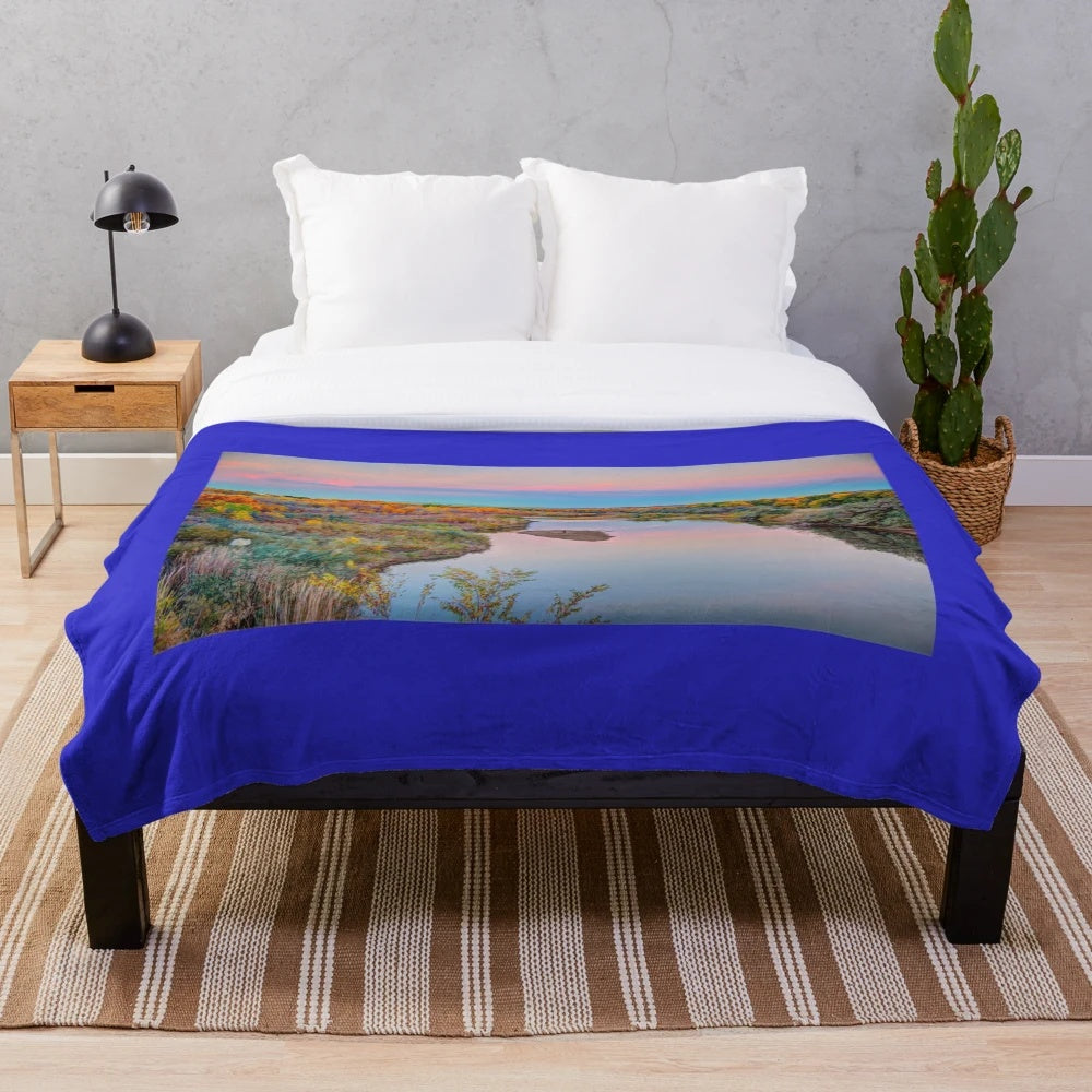 Plush blanket featuring autumn scenery in New Mexico along the Rio Grande