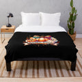 Plush blanket with vintage-inspired watercolor pumpkin design